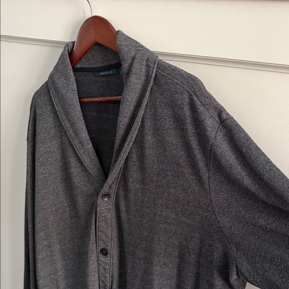 Perry Ellis Marled Knit Cardigan • 3XLT Charcoal Gray • Shawl Collar • GUC - Picture 3 of 8
